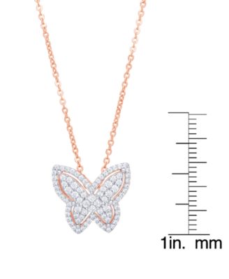 Cubic Zirconia Butterfly Necklace in Fine Rose Gold Plate or Fine Silver Plate