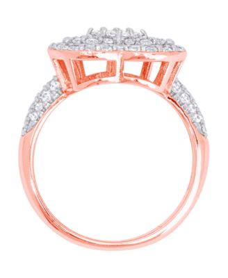 Cubic Zirconia Heart Halo Ring in Fine Rose Gold Plate or Fine Silver Plate