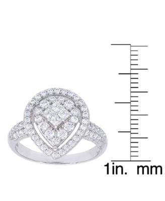 Cubic Zirconia Pear Halo Ring in Fine Gold Plate or Fine Silver Plate