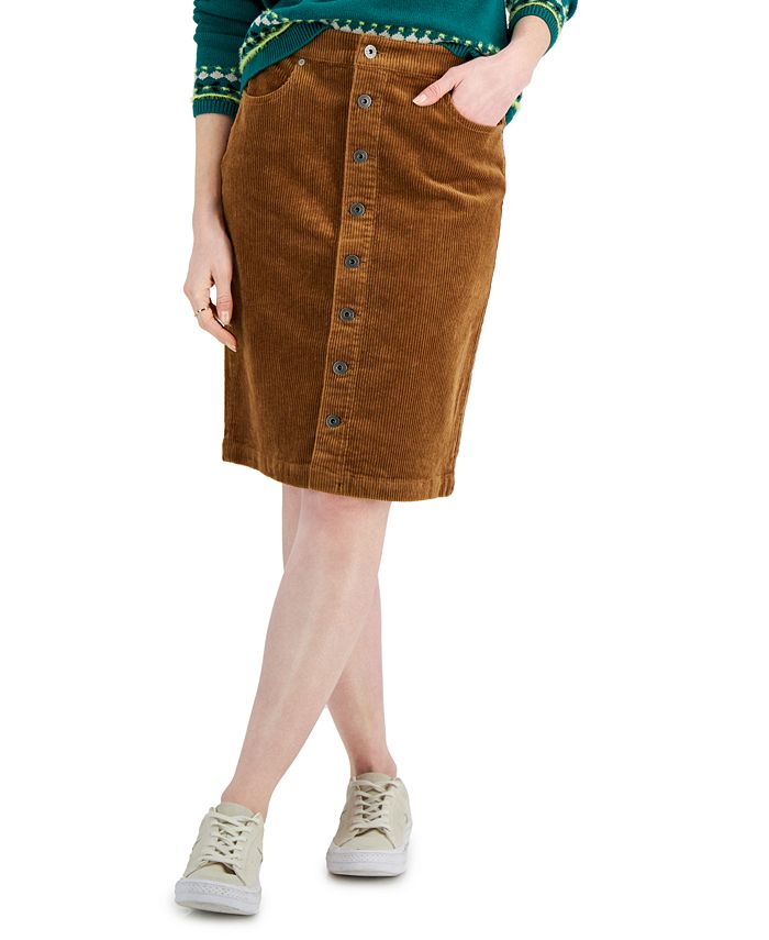 Style & Co Corduroy Button Skirt, Created for Macy's - Macy's