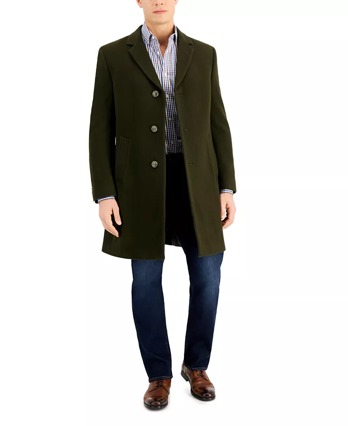 Men's Barge Classic Fit Wool/Cashmere Blend Solid Overcoat