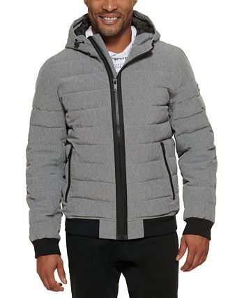 DKNY Men's Quilted Performance Hooded Bomber Jacket 