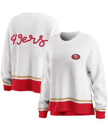 WEAR by Erin Andrews Women's White, Scarlet San Francisco 49ers Pullover  Sweater - Macy's