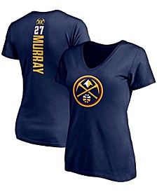 Women's Jamal Murray Navy Denver Nuggets Playmaker Logo Name Number V-Neck T-shirt