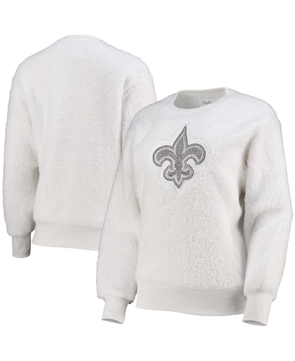 Women's White New Orleans Saints Milestone Tracker Pullover Sweatshirt - White