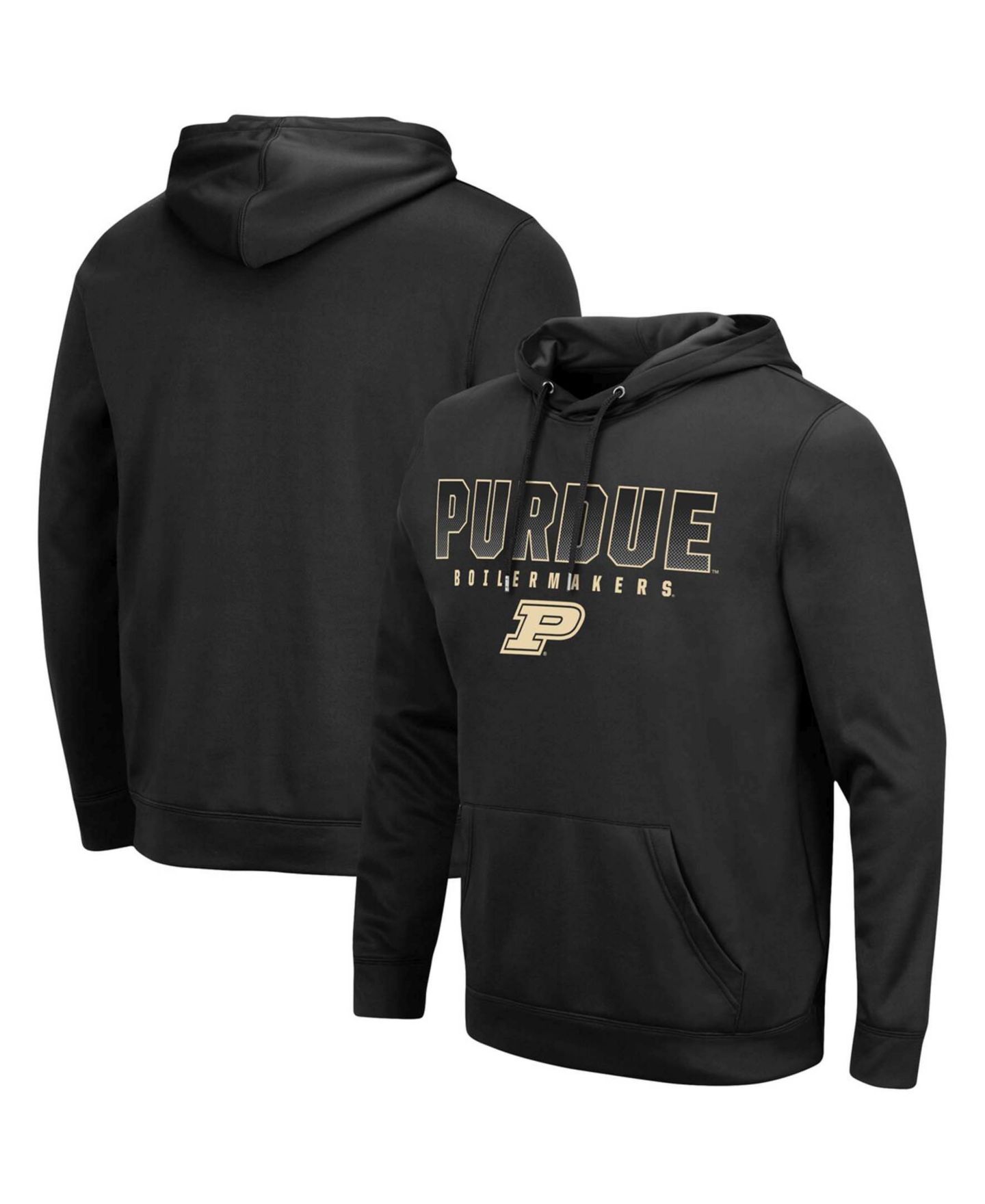 Мужское худи Colosseum Black Purdue Boilermakers Blackout 3.0 Pullover — фото 1