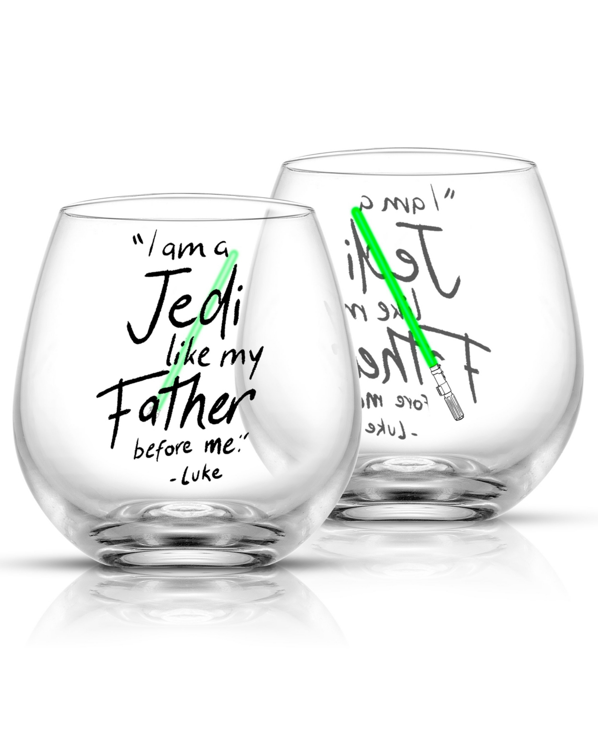 Joyjolt Star Wars New Hope Stemless Drinking Glasses, Set Of 2 In Clear/green
