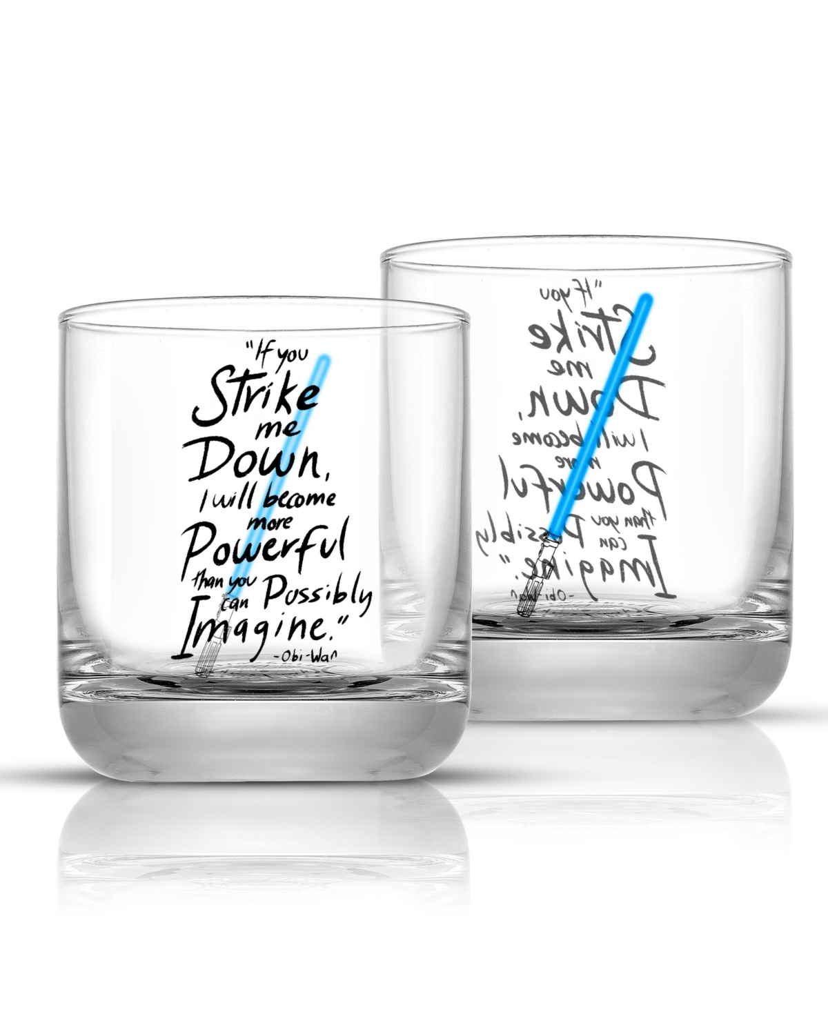 Joyjolt Star Wars New Hope Short Drinking Glasses, Set Of 2 In Clear/blue
