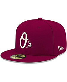 Men's Cardinal Baltimore Orioles Logo White 59FIFTY Fitted Hat