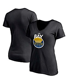 Women's Black Golden State Warriors The Bay V-Neck T-shirt
