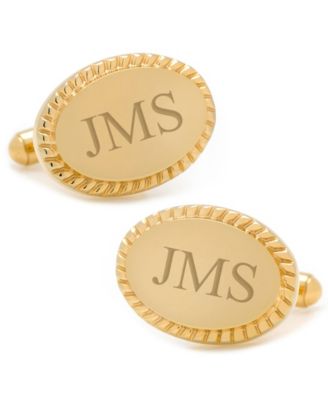Ox and Bull Trading Co. Rope Border Oval Engravable Cufflinks
