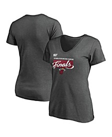 Women's Heather Charcoal Miami Heat 2020 Eastern Conference Champions Locker Room Plus Size V-Neck T-Shirt