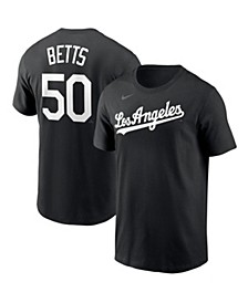 Men's Mookie Betts Black Los Angeles Dodgers Black and White Name and Number T-shirt