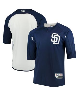 Men's Navy and White San Diego Padres Authentic Collection On-Field 3 and 4-Sleeve Batting Practice Jersey