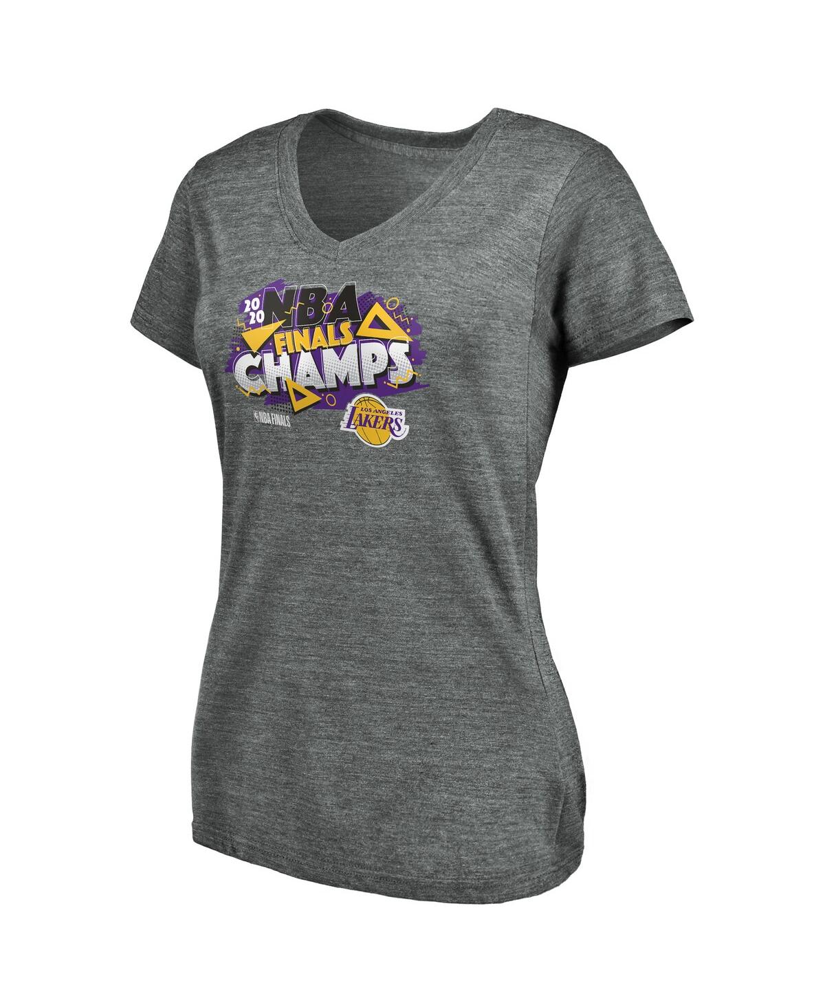 Women'sLos Angeles Lakers 2020 Nba Finals Championship Saved By The Buzzer V-Neck T-Shirt - Heather Gray
