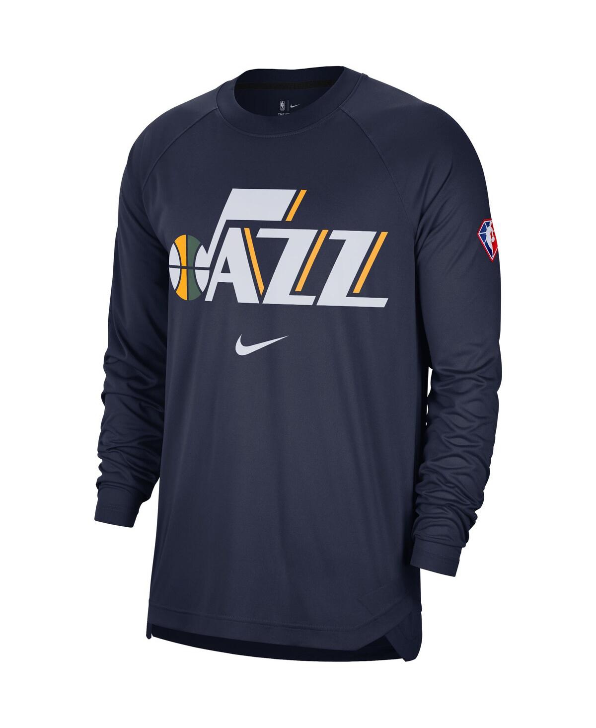 Men's NikeUtah Jazz 75th Anniversary Pregame Shooting Performance Raglan Long Sleeve T-shirt - Navy