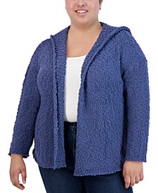 Plus Size Hooded Open-Front Cardigan 