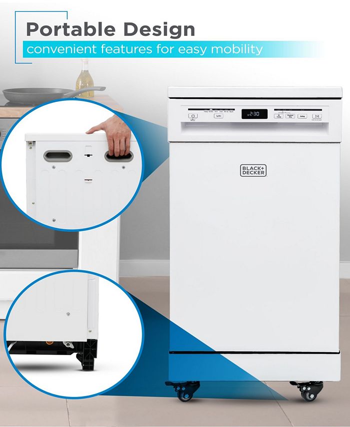 Black & Decker 18 in. Portable Dishwasher, White Macy