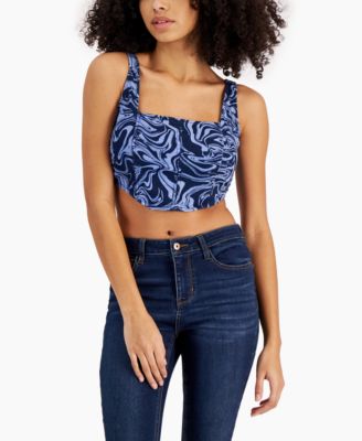 Derek Heart Juniors' Denim Corset Crop 