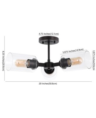 Jaymes 3-Light Farmhouse Industrial Iron Cylinder LED Semi Flush Mount