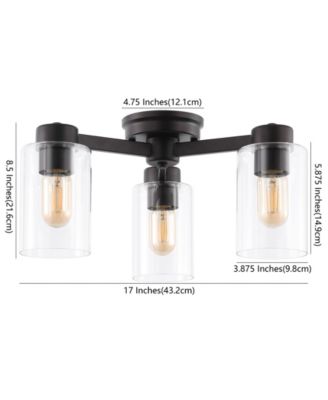 Orville 3-Light Farmhouse Industrial Iron Cylinder LED Semi Flush Mount