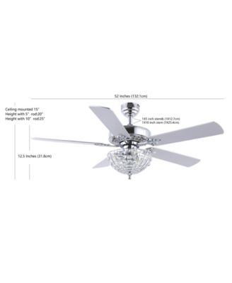 Mandy 3-Light Glam Classic Crystal Dome Shade LED Ceiling Fan with Remote