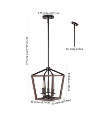 Oria 3-Light Iron Farmhouse Industrial Lantern LED Pendant