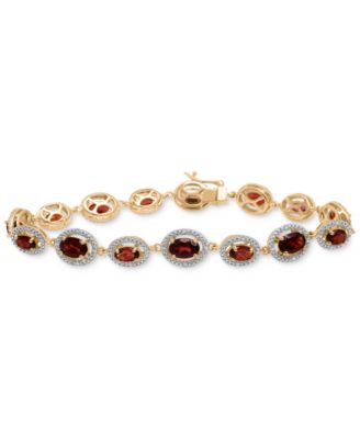 Macy's - Amethyst (5 ct. t.w.) & Diamond (1/10 ct. t.w.) Halo Link Bracelet in 14k Rose Gold-Plated Sterling Silver (Also in Rhodolite Garnet & Citrine)