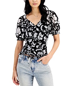 Women&apos;s Printed Puff-Sleeve Top&comma; Created for Macy&apos;s