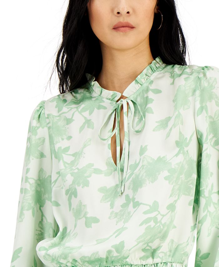 INC International Concepts Women's Printed SmockedHem Top, Created for