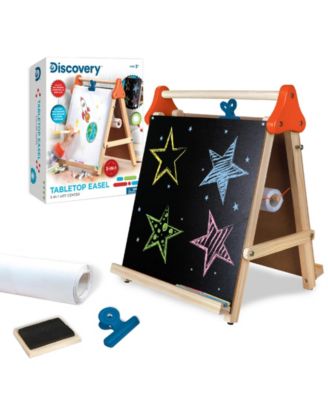 Discovery Kids 3-in-1 Tabletop Dry Erase Chalkboard Painting Art Easel, Wood Frame