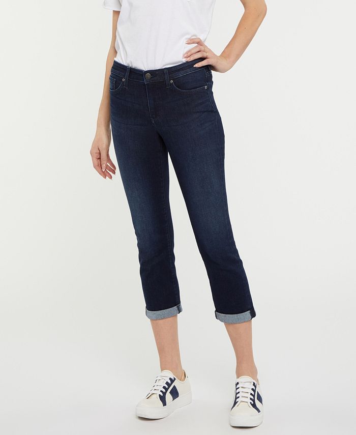 Chloe Capri Jeans In Petite With Cuffs - Dimension Blue