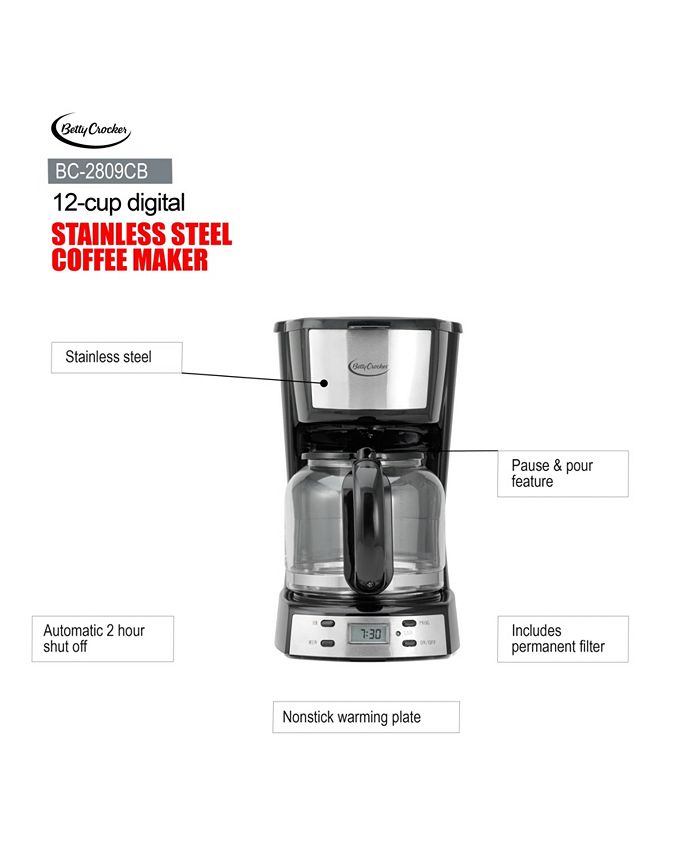 Betty Crocker 12 Cup Digital Stainless Steel Coffee Maker Macy