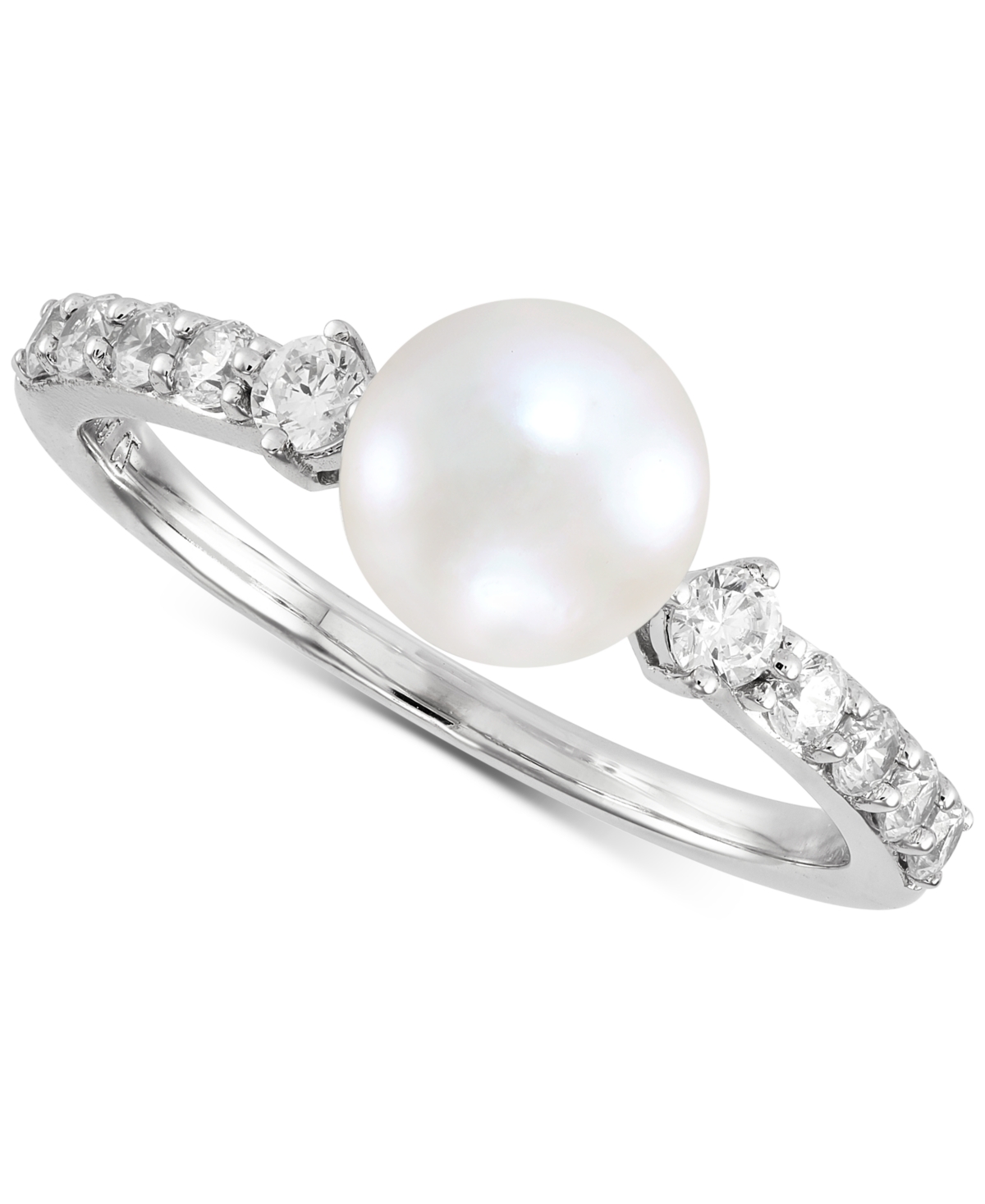 Honora Cultured Freshwater Pearl (7mm) & Diamond (1/3 ct. t.w.) Ring in 14k White Gold