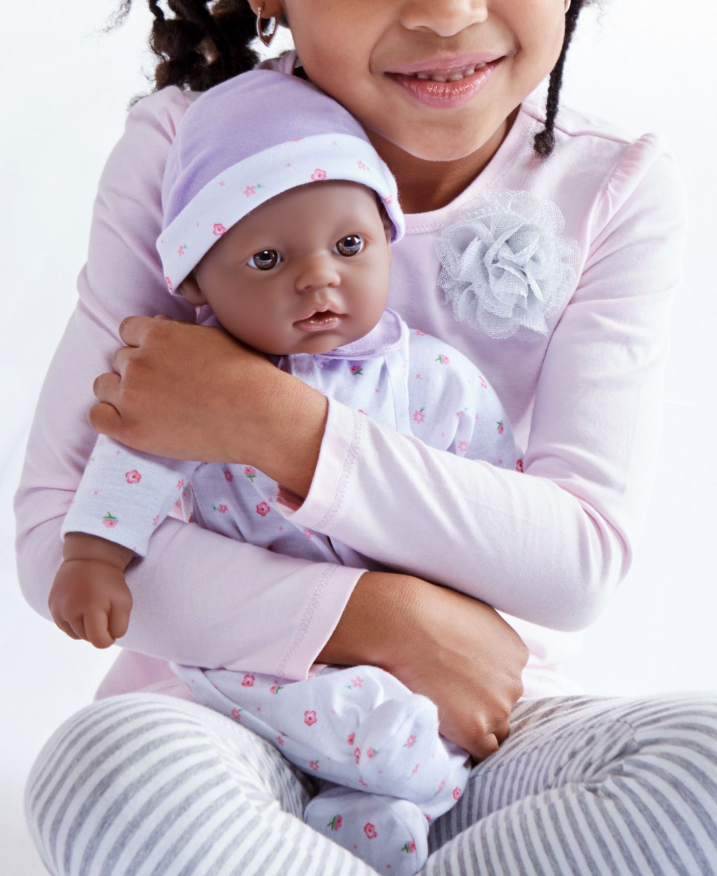 Детская кукла JC TOYS La Baby African American 16" Soft Body Baby Doll Purple Outfit — фото 3