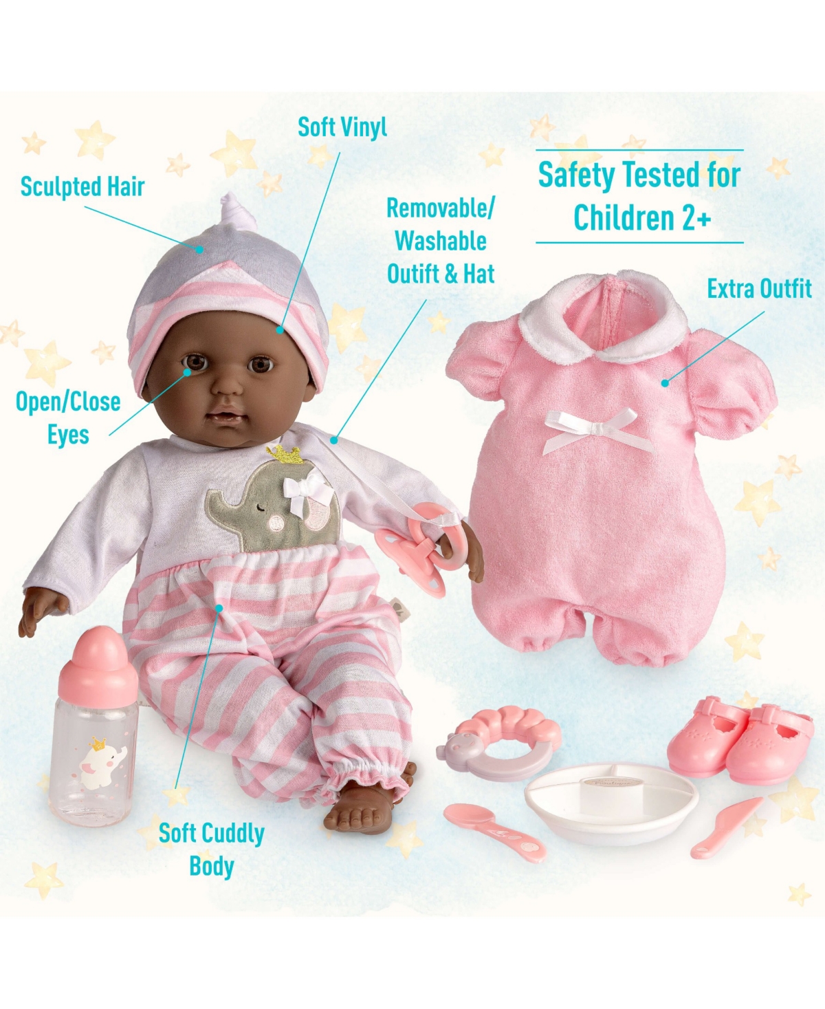 Shop Jc Toys Berenguer Boutique 15" African American Baby Gift Set, 11 Pieces In African American - Pink