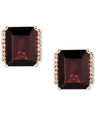Macy's - Garnet (5-5/8 ct. t.w.) & Diamond (1/10 ct. t.w.) Stud Earrings in 14k Rose Gold