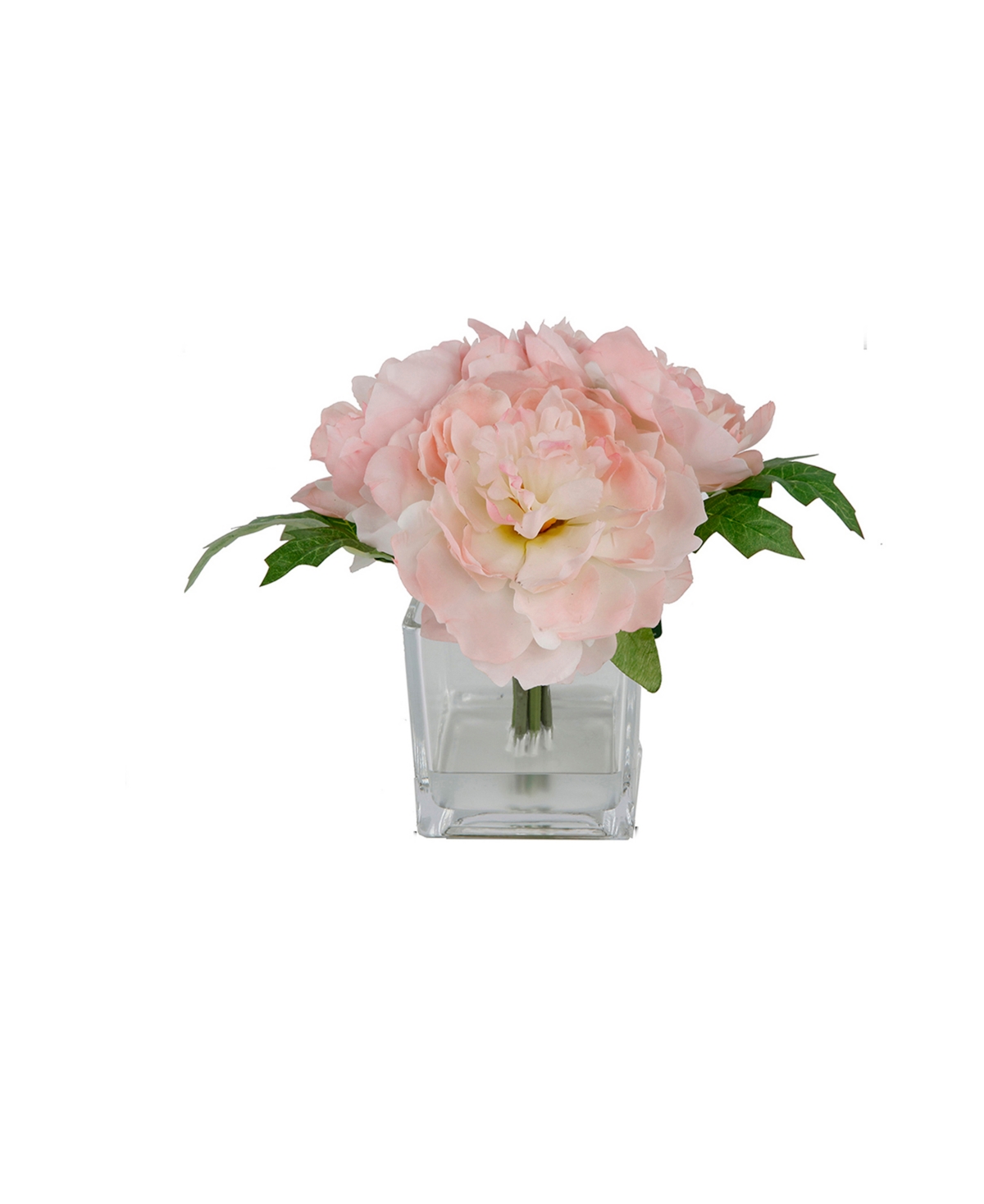 9" Artificial Silk Peony Arrangement in Glass Pot - Pink