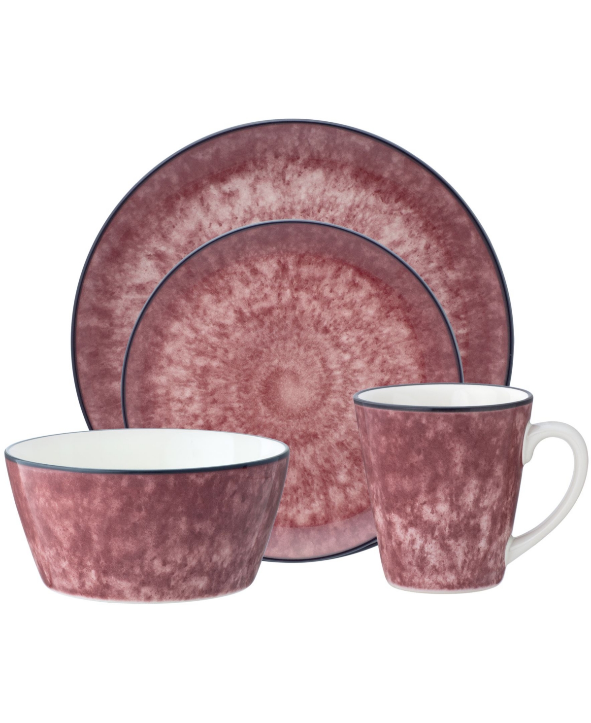 Noritake Colorkraft Essence Garnet 4 Piece Coupe Place Setting In Garnet