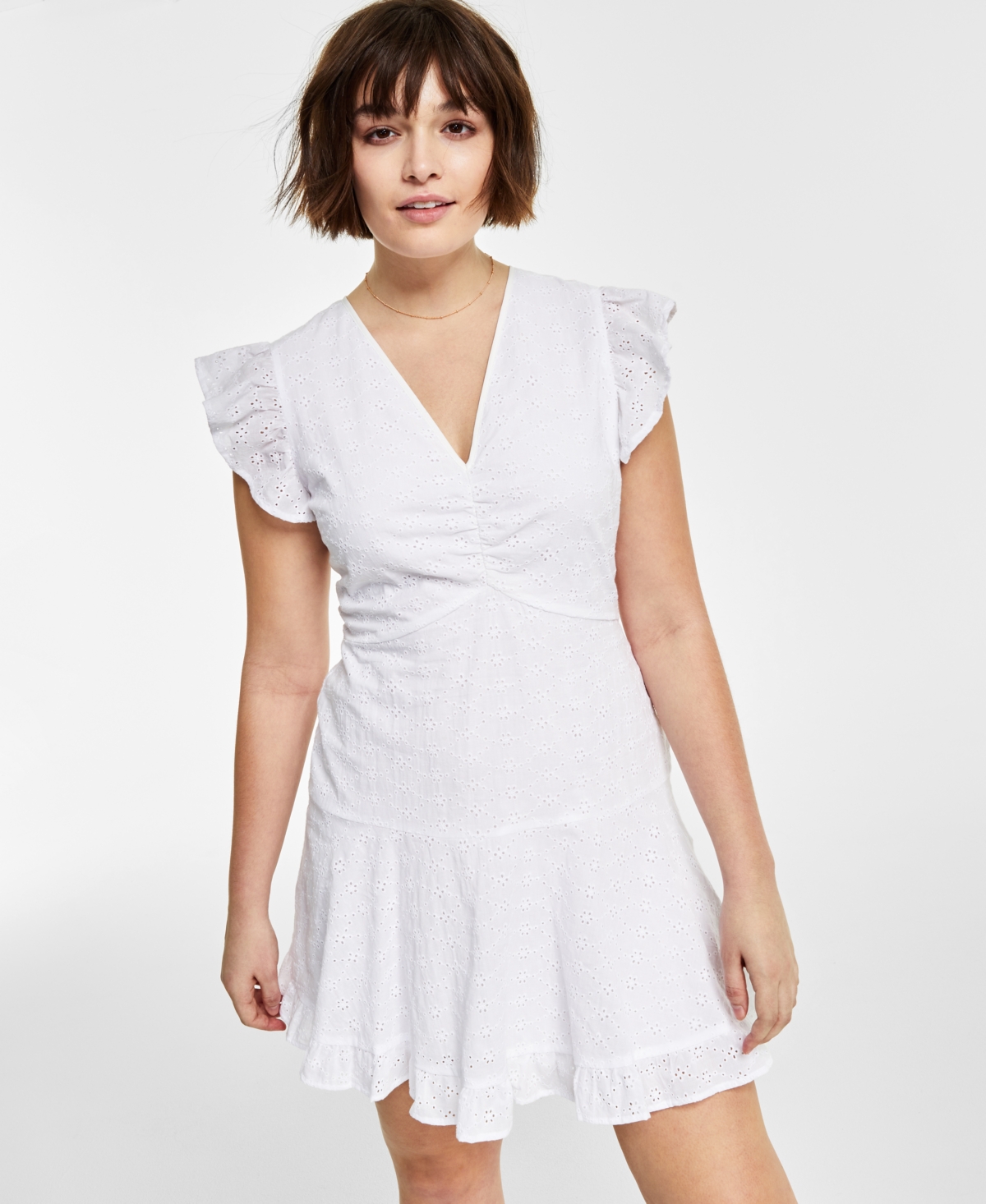 Bar Iii Women s Fit Flare Eyelet Dress Created For Macy s In
