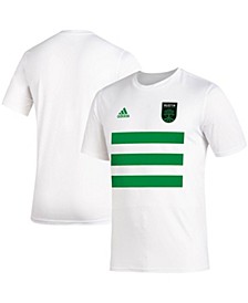 Men's White Austin FC Three Stripe Life Pitch AEROREADY T-shirt