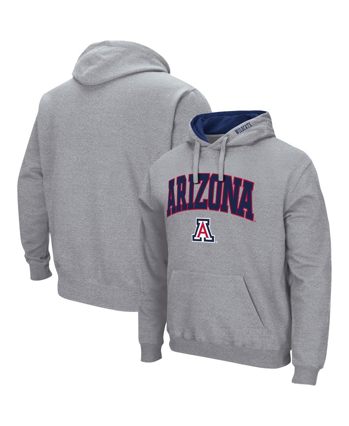 Colosseum Men's Heather Gray Arizona Wildcats Arch Logo 3.0 Pullover Hoodie In Heathered Gray