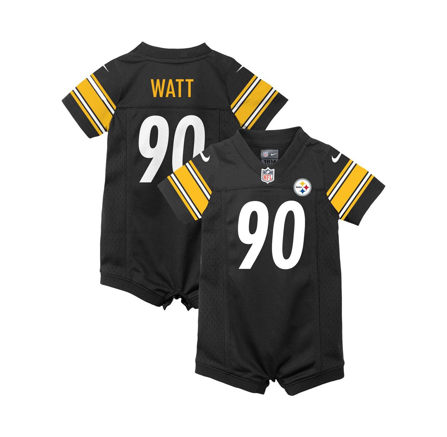 Infant T.J. Watt Black Pittsburgh Steelers Game Romper Jersey