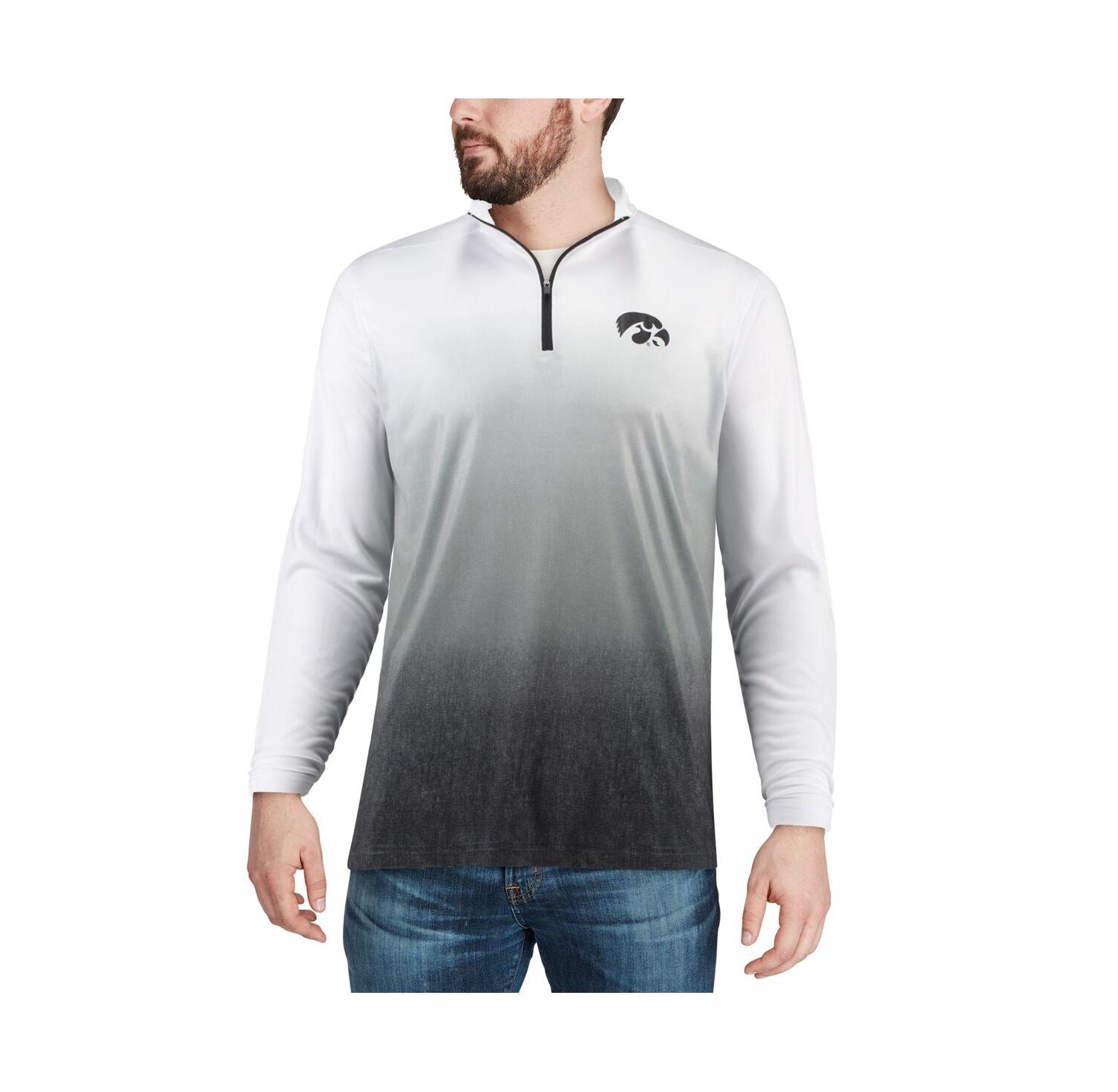 Men's Gray Iowa Hawkeyes Magic Team Logo Quarter-Zip Jacket