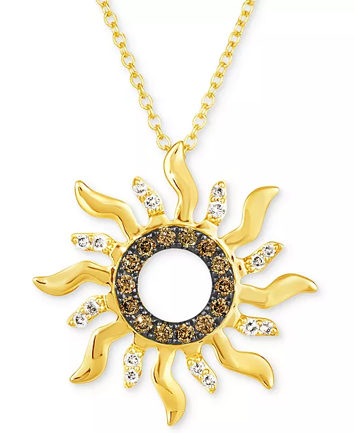 Sun Pendant Necklace in 14k Gold & Diamond