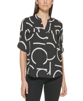 calvin klein roll tab blouse