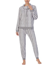 Printed Cable Cowl Neck Pajama Set