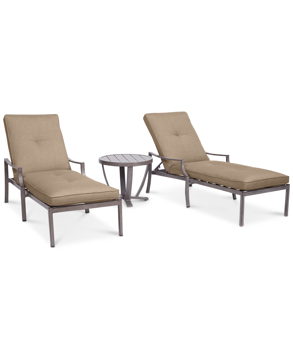 Agio Wayland Outdoor Aluminum 3-pc. Chaise Set (2 Chaise Lounges & 1 End Table), Created For Macy's In Outdura Remy Pebble