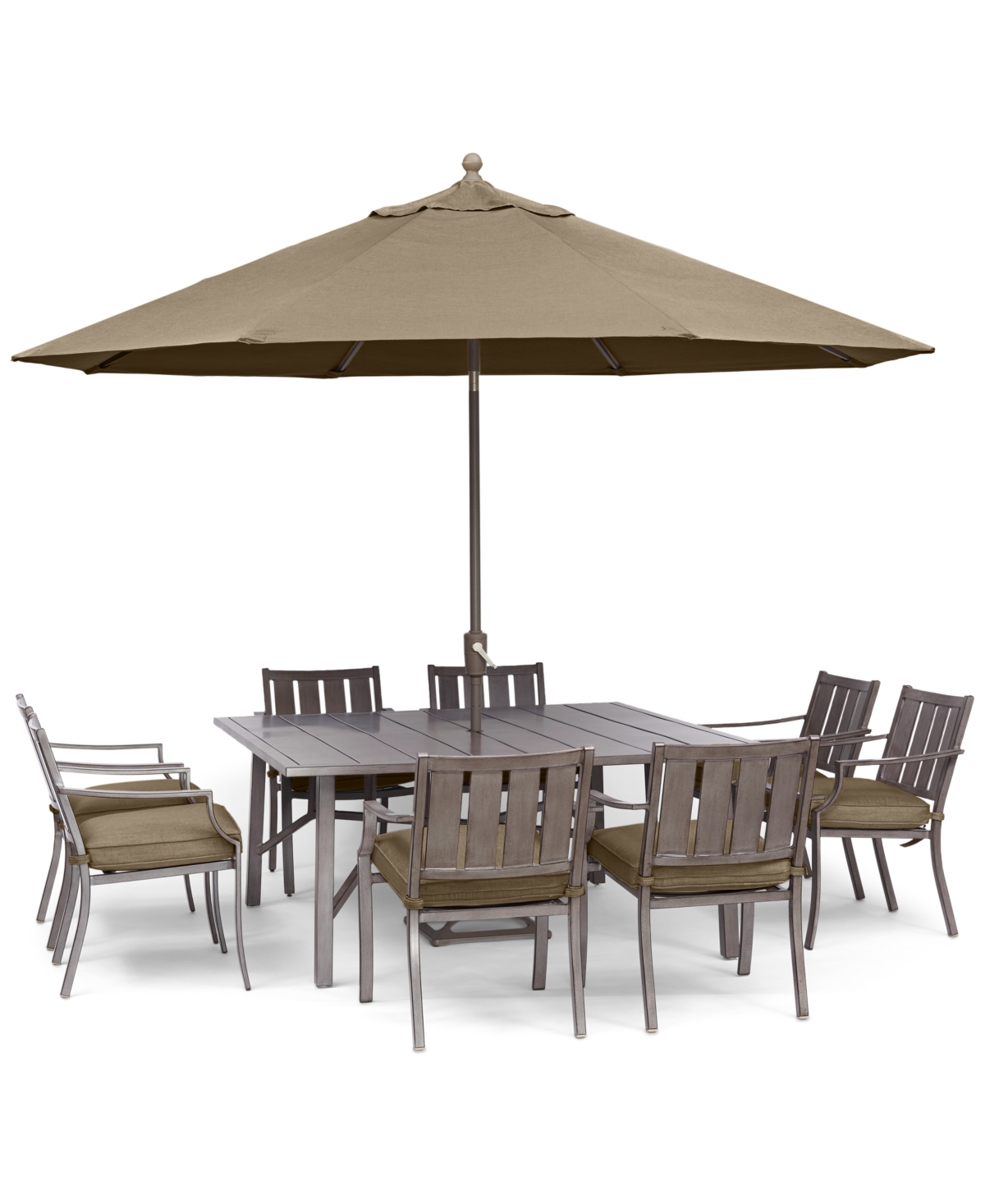 Agio Wayland Outdoor Aluminum 9-pc. Dining Set (64" Square Dining Table & 8 Dining Chairs), Created For M In Outdura Remy Pebble