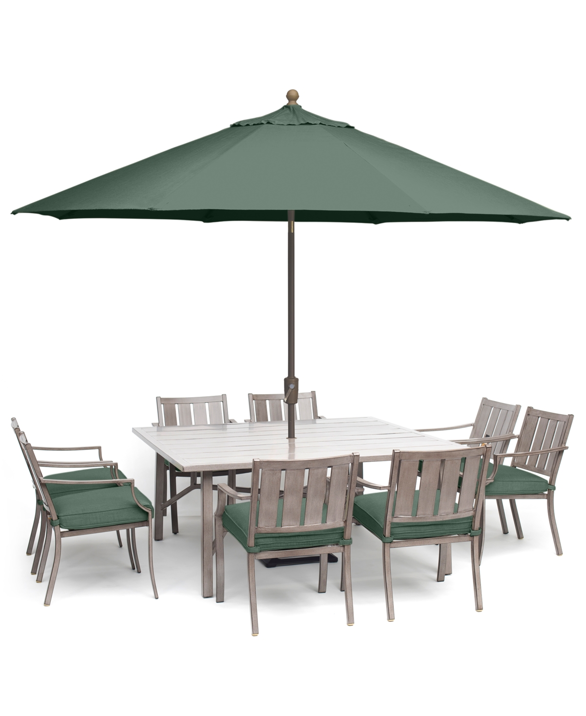 Agio Wayland Outdoor Aluminum 9-pc. Dining Set (64" Square Dining Table & 8 Dining Chairs), Created For M In Outdura Grasshopper